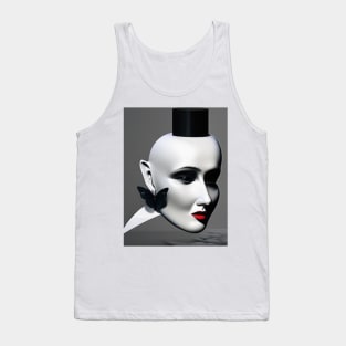 Surrealism abstract face sculpture woman red lips Tank Top